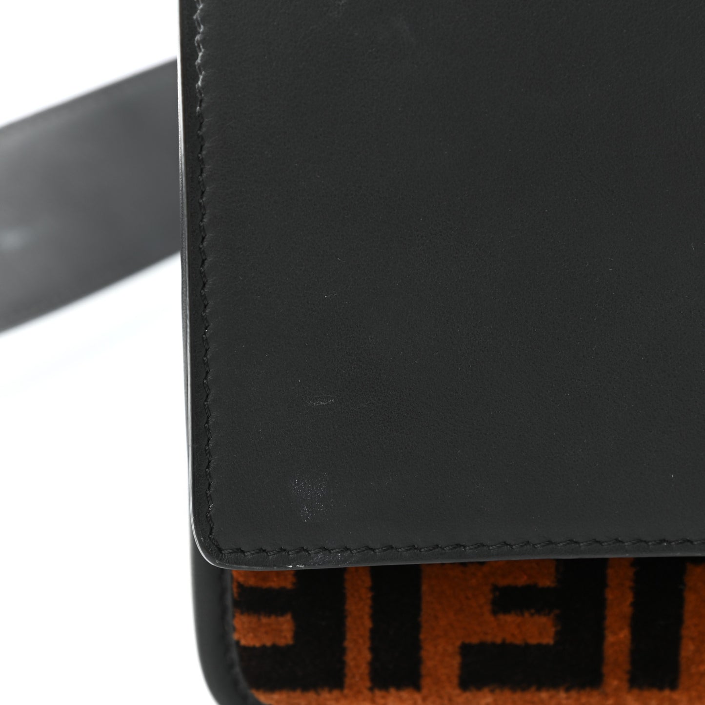 Vitello Century Velvet F is Fendi FF Kan I Shoulder Bag Black Tobacco