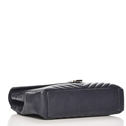 Saint Laurent Sheepskin Matelasse Chevron Monogram Large College Satchel Navy Blue 5 of 8