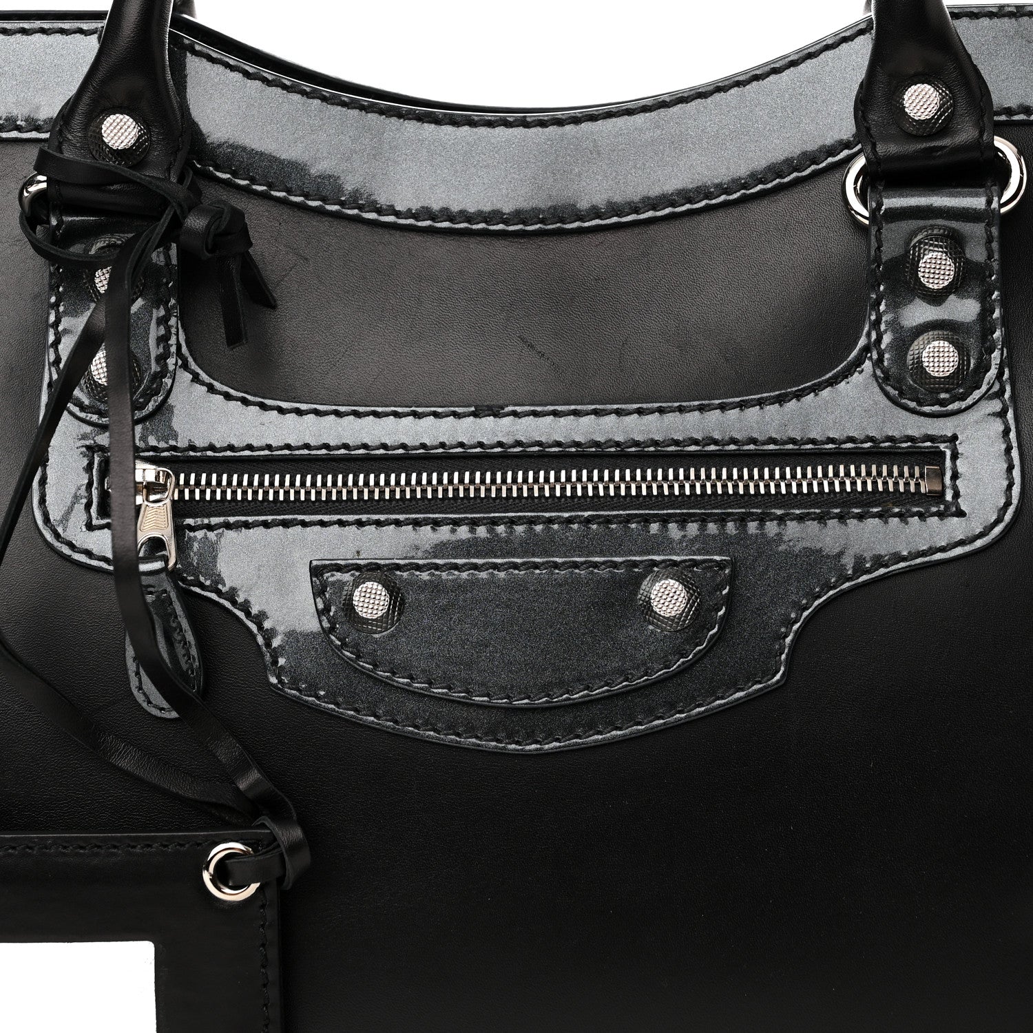 Balenciaga Smooth Calfskin Metallic Patent Giant 12 Silver Hardware City Black Gris 8 of 11
