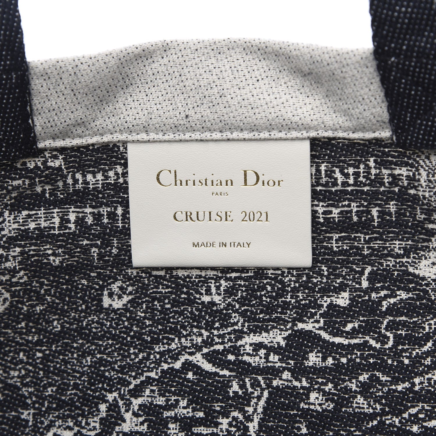 Christian Dior Canvas Print Cruise Tote Ivory Black 6 of 9