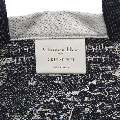Christian Dior Canvas Print Cruise Tote Ivory Black 6 of 9