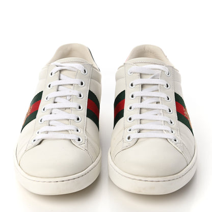 Gucci Calfskin Ayers Bee Embroidered Womens Ace Sneakers 37.5 White Green 2 of 9