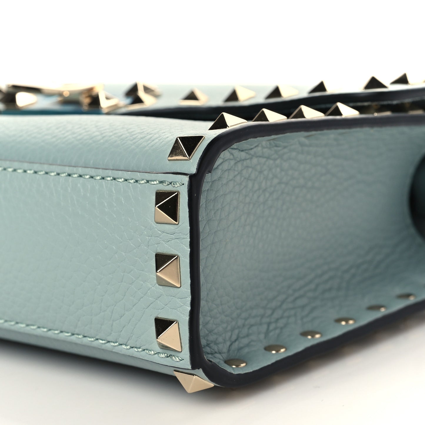 Pebbled Calfskin Medium Rockstud Flip Lock Crossbody Bag Celadon