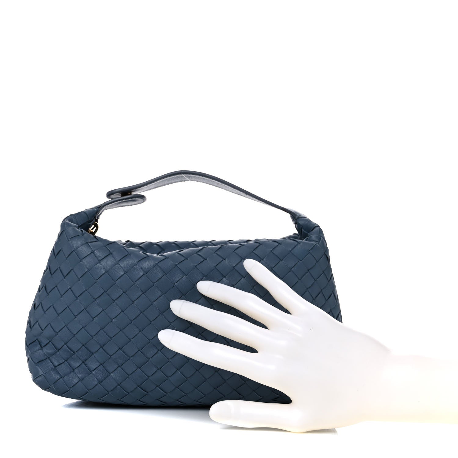 Bottega Veneta Nappa Intrecciato Large Cosmetic Case Blue 2 of 11
