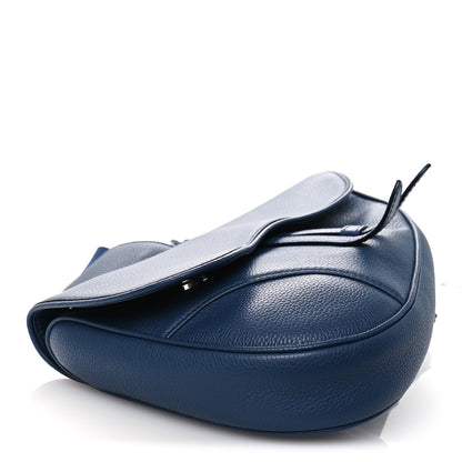 Christian Dior Grained Calfskin Mens Saddle Bag Navy Blue 4 of 11