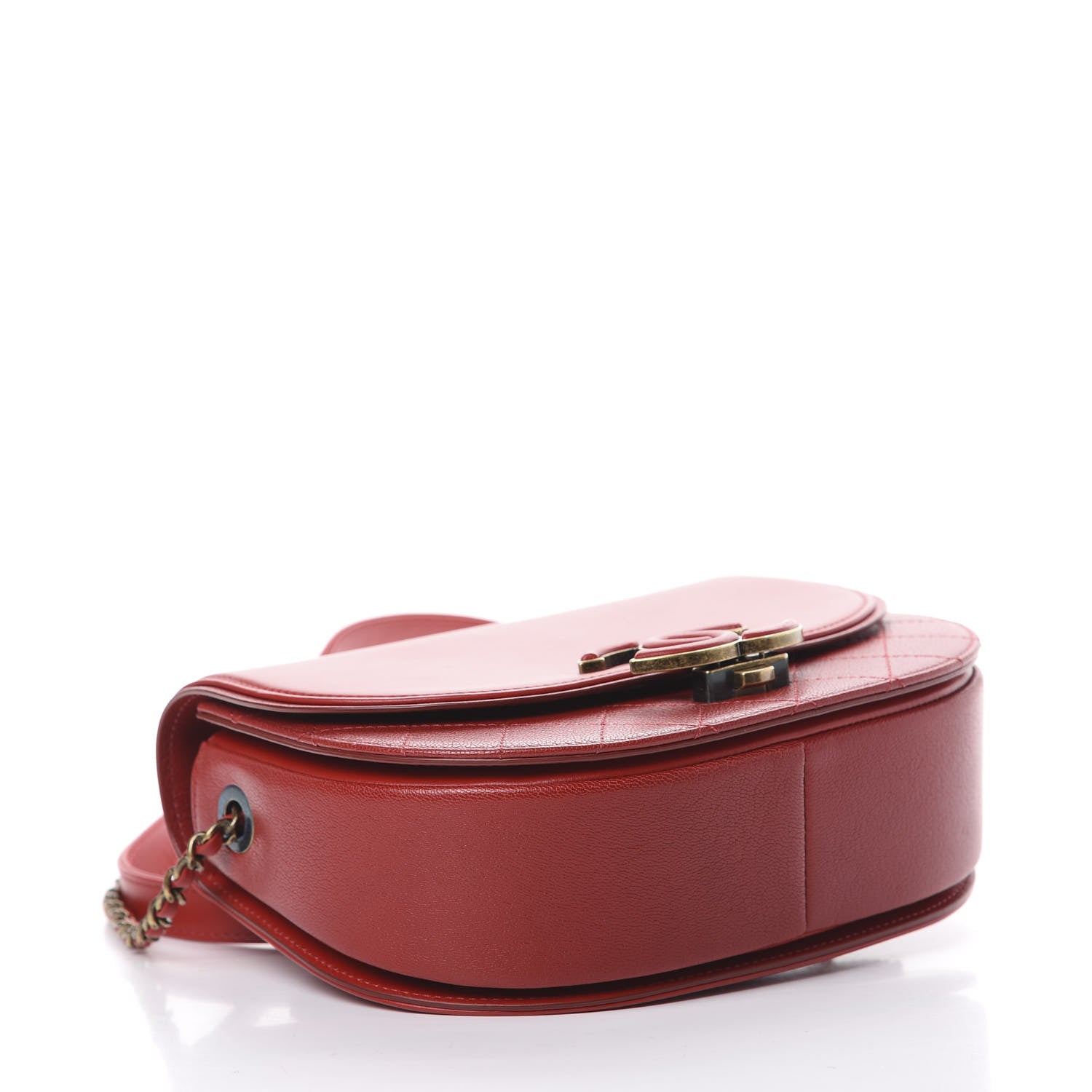 Chanel Shiny Calfskin Goatskin Quilted Small Coco Curve Messenger Flap Red 3 of 12