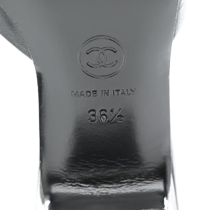 Chanel Lambskin Grosgrain Cap Toe Logo Ankle Strap Pumps 36.5 Black 8 of 9