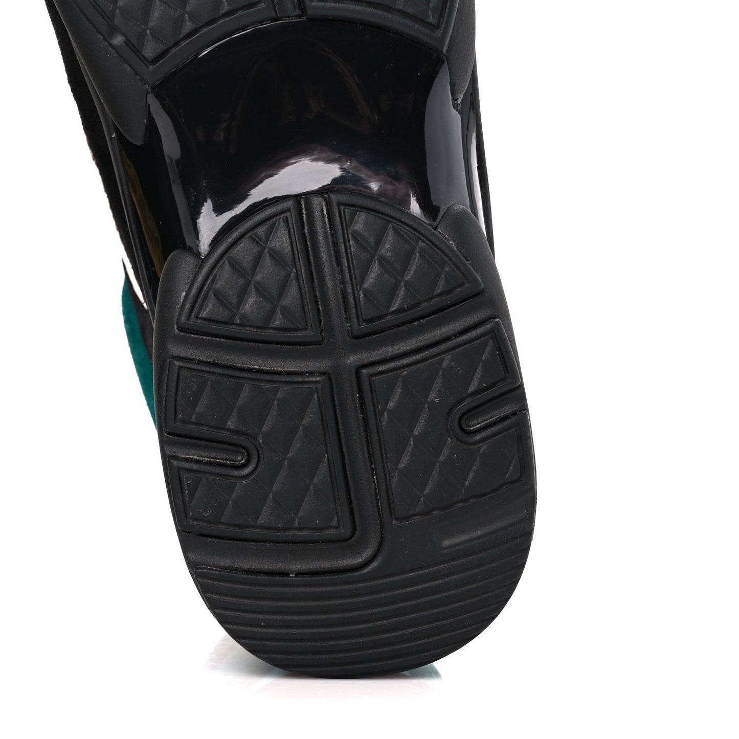 Suede Calfskin Fabric CC High Top Sneakers 40 Black Turquoise Gold