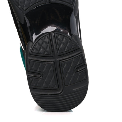 Chanel Suede Calfskin Fabric CC High Top Sneakers 40 Black Turquoise Gold 7 of 9