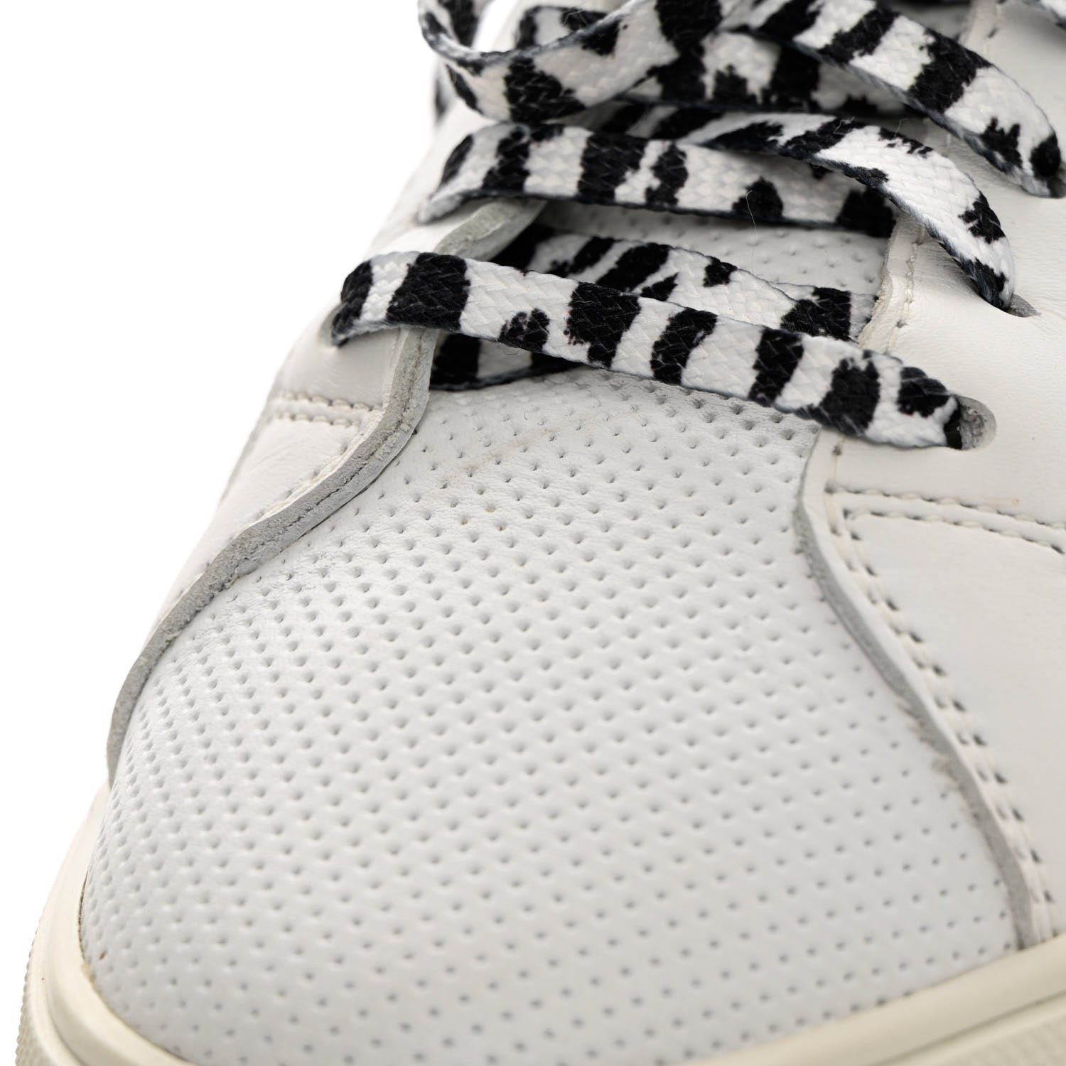 Saint Laurent Perforated Calfskin Cheetah Print Andy Low Top Sneakers 38.5 White Black 8 of 14
