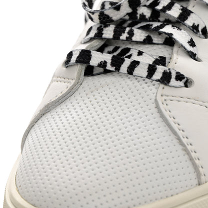 Saint Laurent Perforated Calfskin Cheetah Print Andy Low Top Sneakers 38.5 White Black 8 of 14