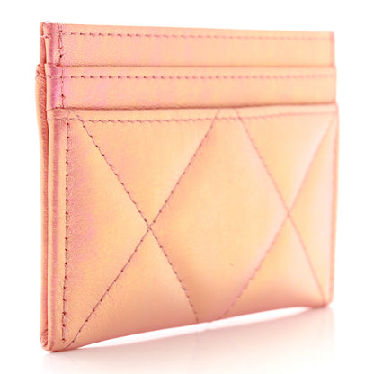 Chanel Iridescent Calfskin Quilted Chanel 19 Card Holder Pink 3 of 9