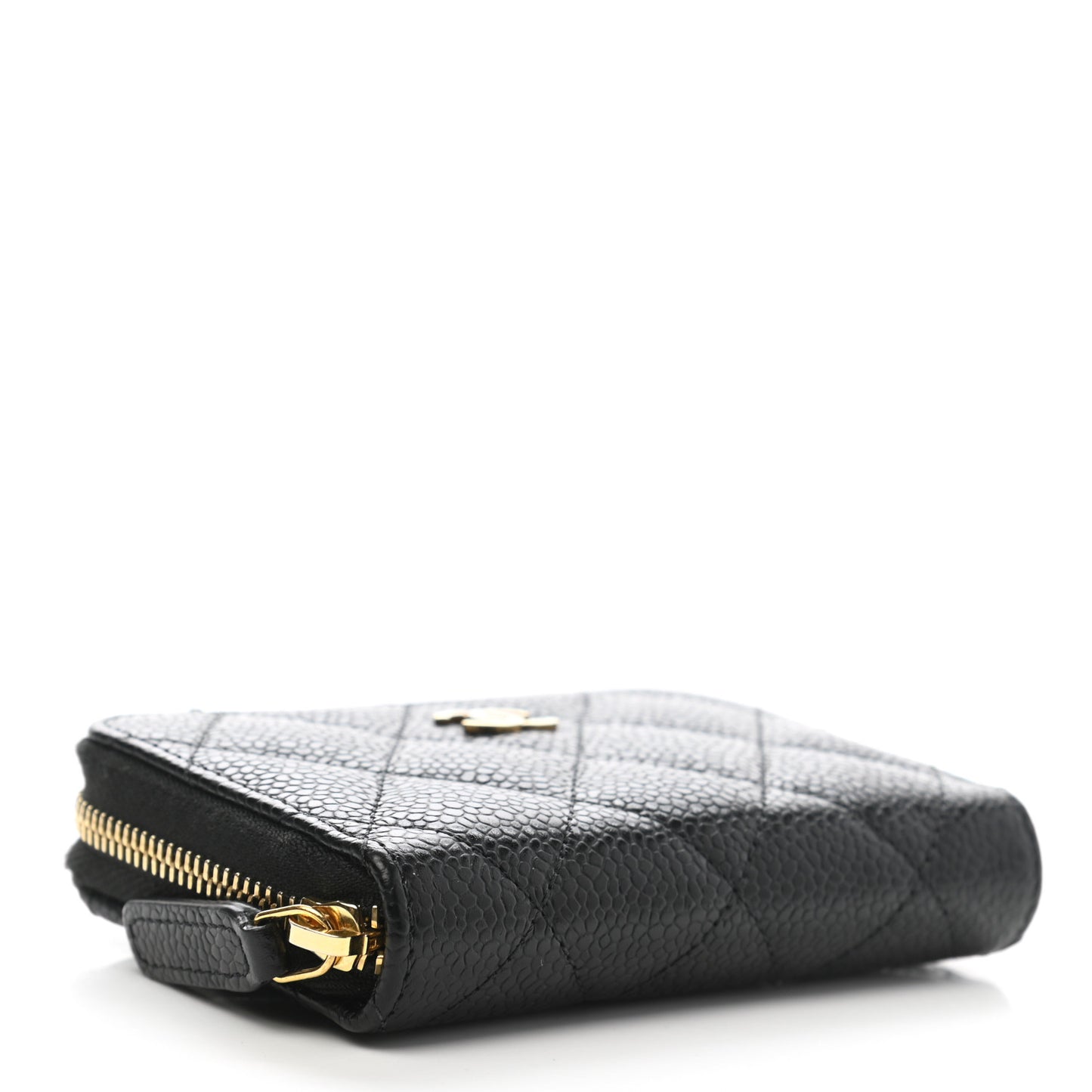 Caviar Quilted Classic Zipped Coin Purse Black