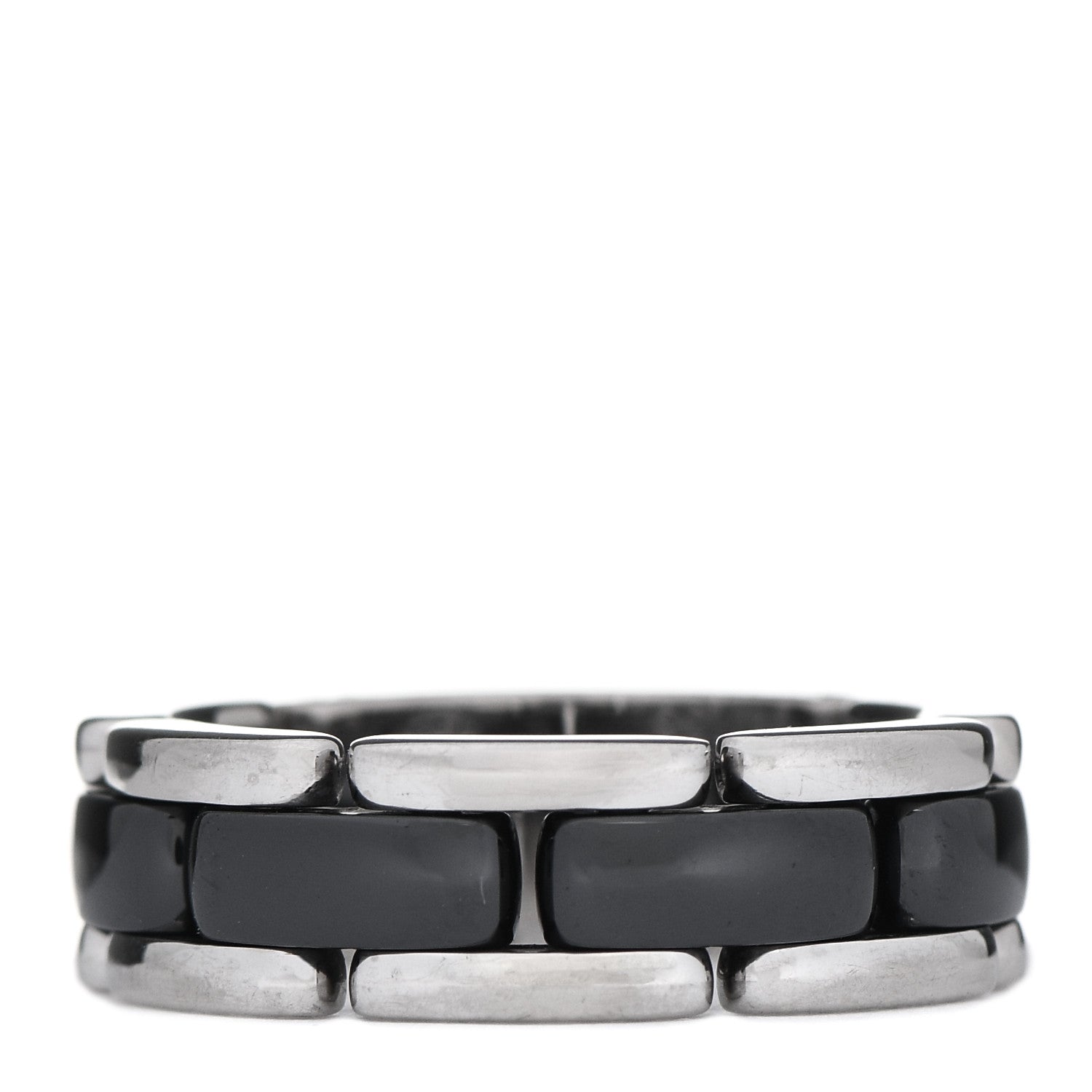 Chanel 18K White Gold Black Ceramic Medium Ultra Ring 56 7.5 1 of 4