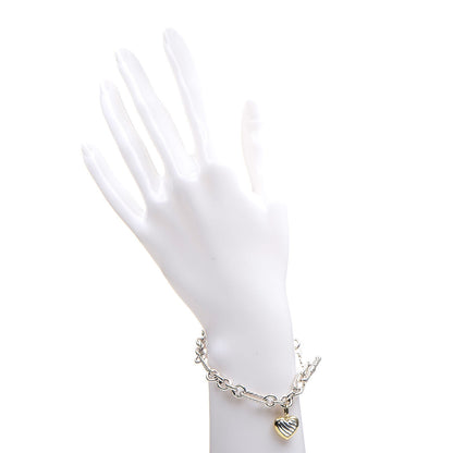 David Yurman Sterling Silver 18K Yellow Gold Cable Heart Charm Bracelet 2 of 6