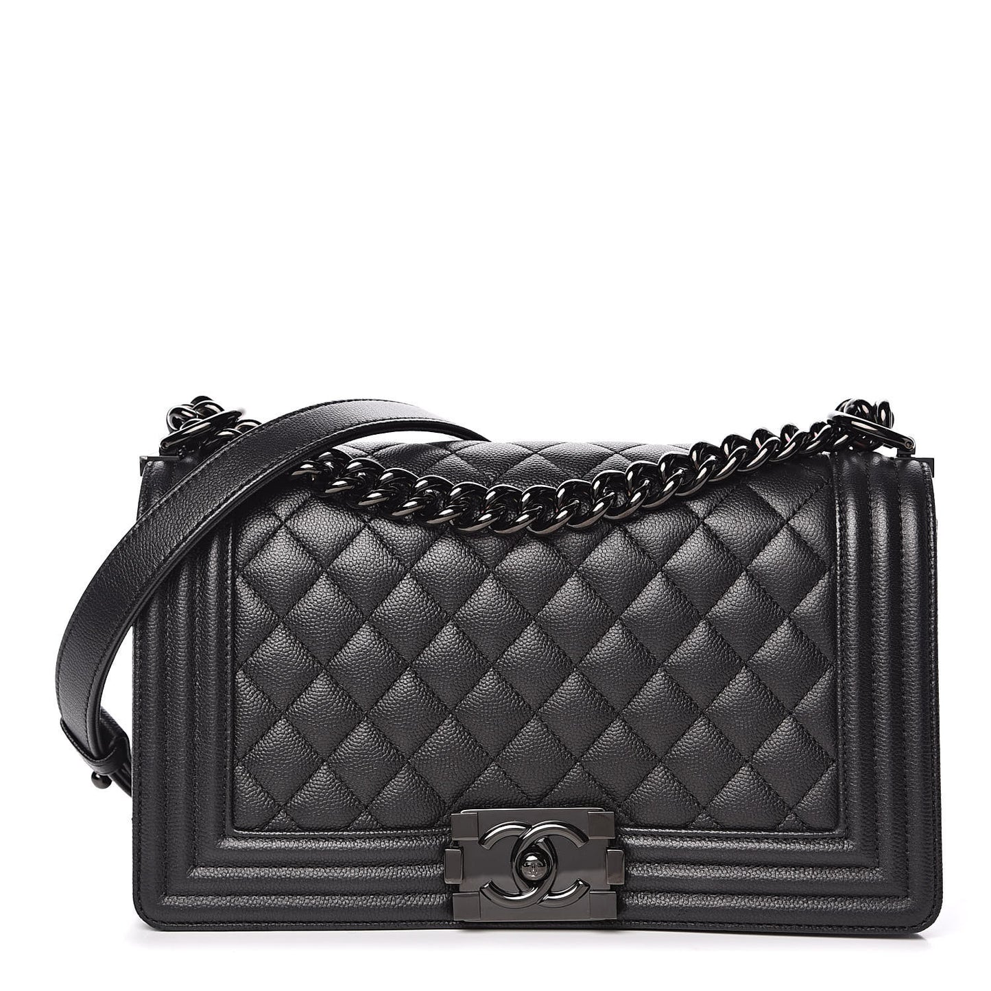 Caviar Quilted Medium Boy Flap So Black