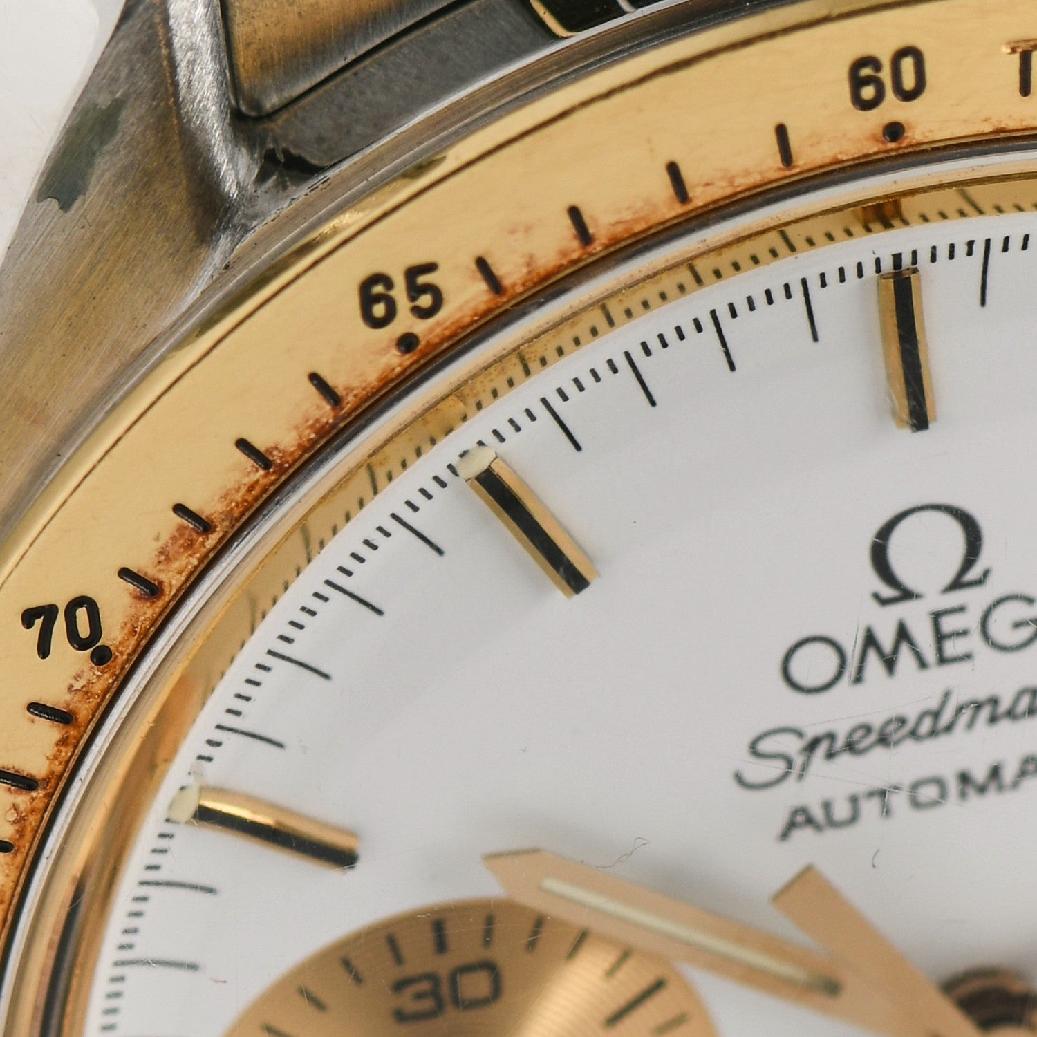 Omega Stainless Steel 18K Yellow Gold 39mm Speedmaster Chronograph Automatic Watch White 175.00.33 7 of 7