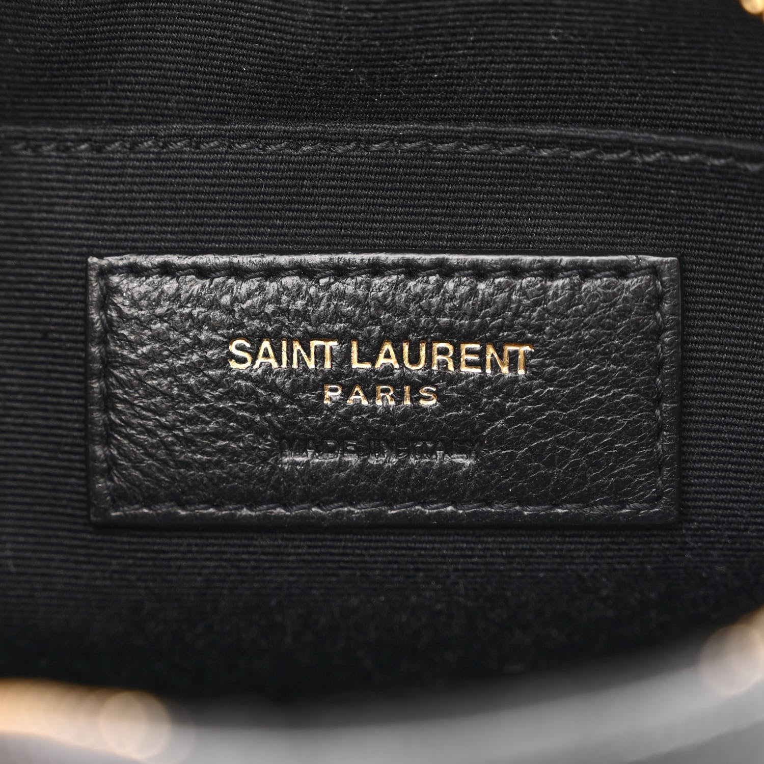 Saint Laurent Grain De Poudre Matelasse Chevron Quilted Round Vinyle Camera Bag Black 6 of 11