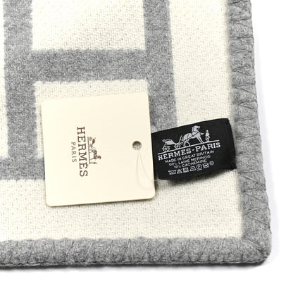 Hermes Wool Cashmere Avalon III Blanket Ecru Gris Clair 3 of 3