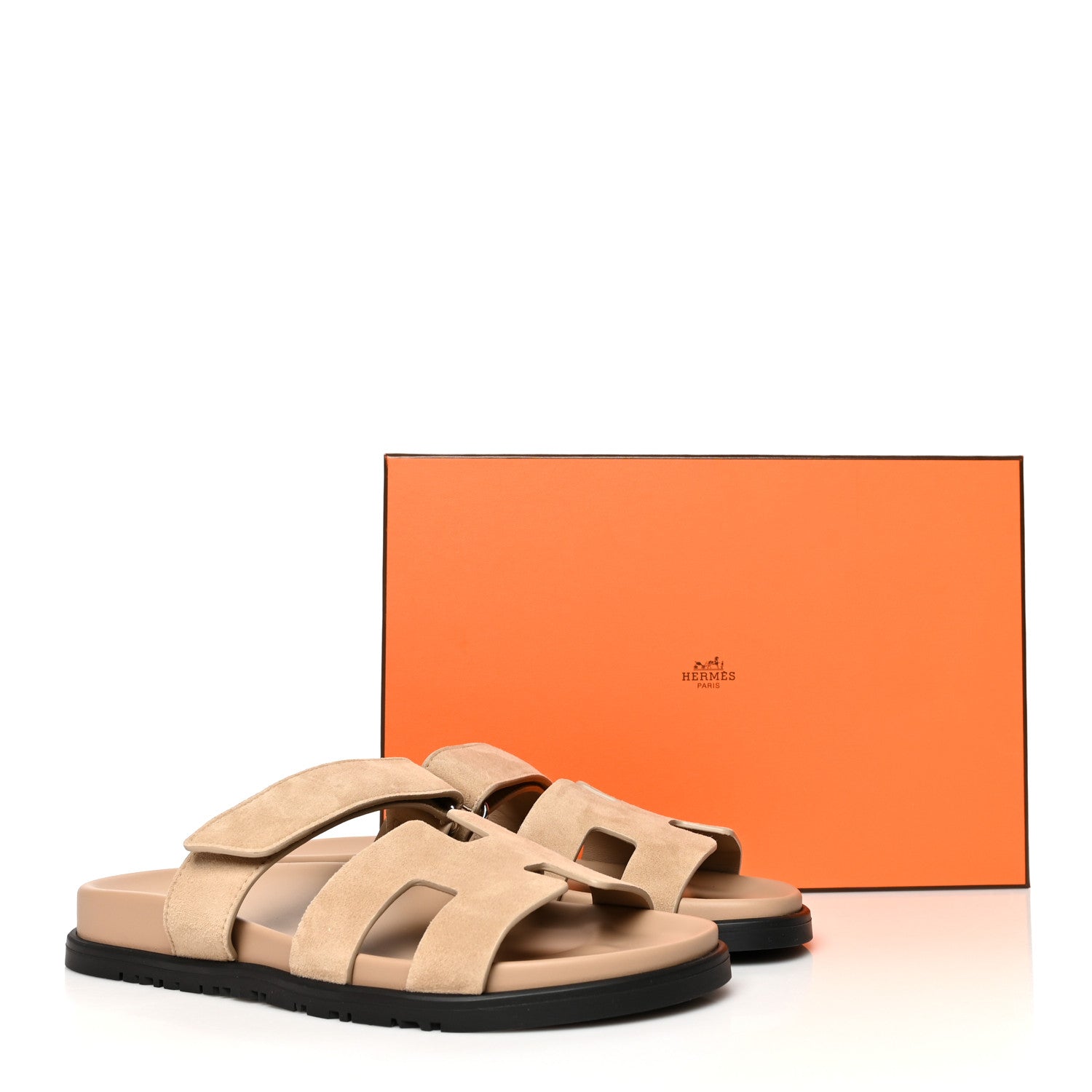 Hermes Suede Goatskin Womens Chypre Sandals 38 Beige Argile 9 of 9