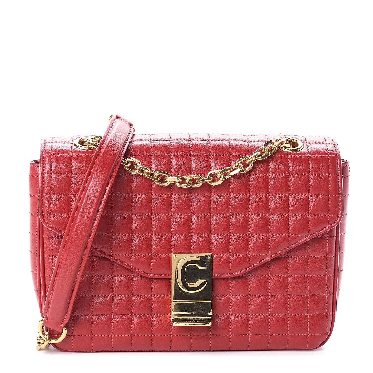 Celine Calfskin Quilted Medium C Bag Red 1 of 9