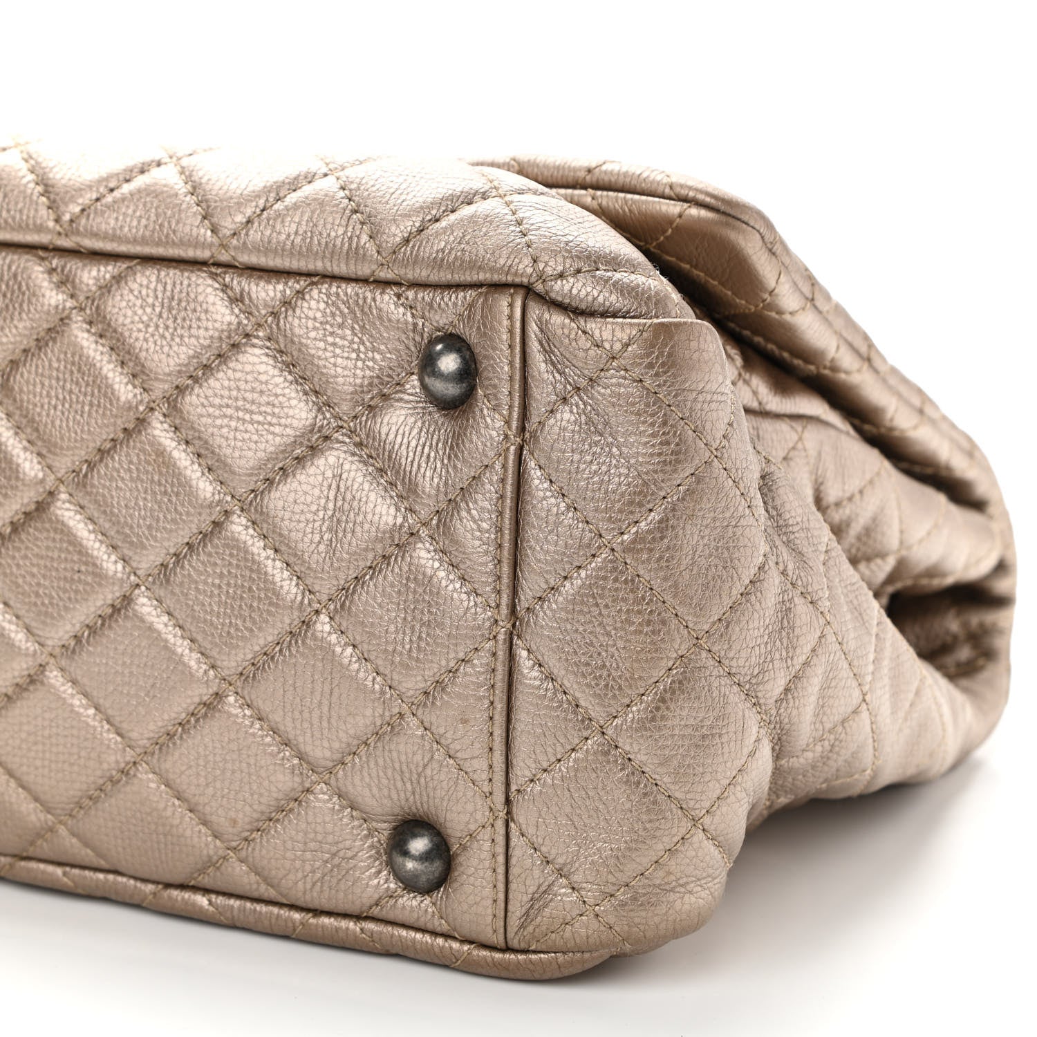 Chanel Metallic Calfskin Quilted XXL Travel Flap Bag Gold 12 of 12