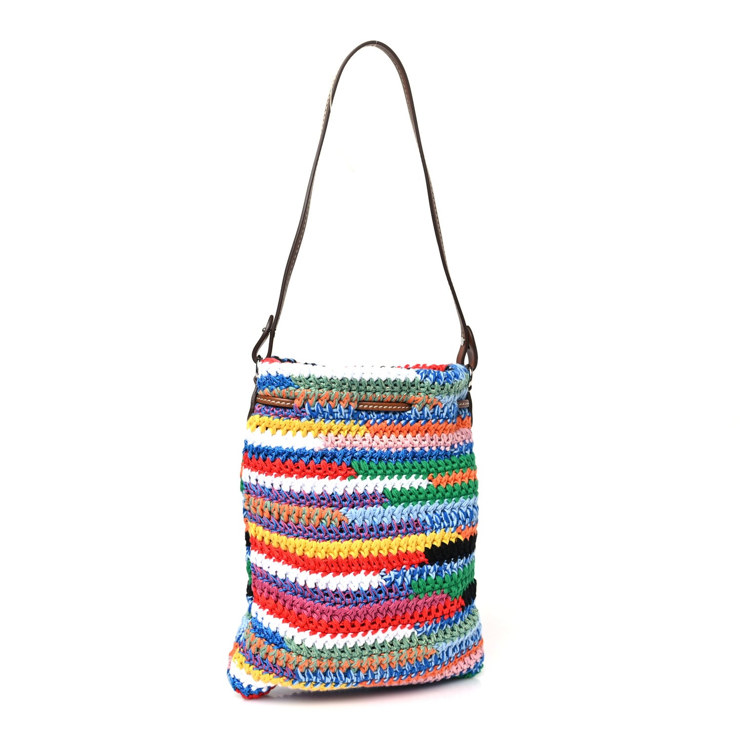 Fabric Crochet Drawstring Pouch Multicolor