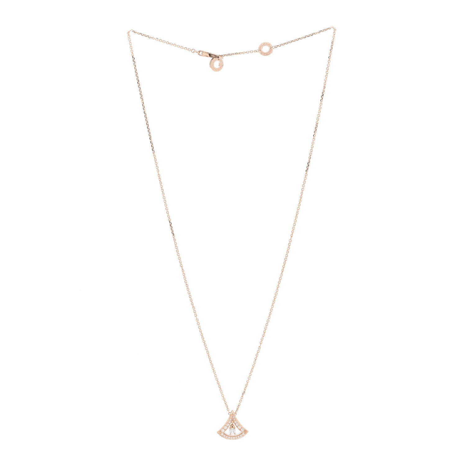 Bulgari 18K Rose Gold Diamond Divas' Dream Openwork Pave Pendant Necklace 3 of 7