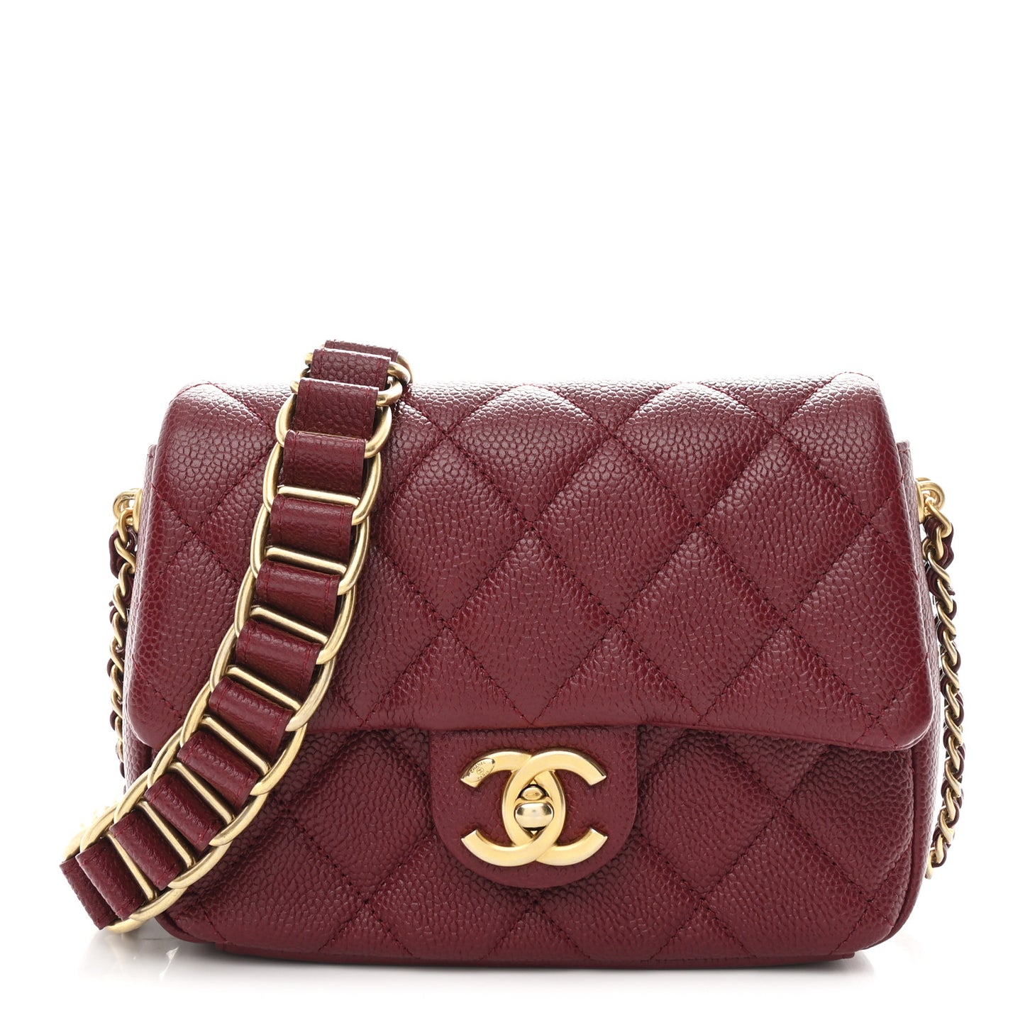 Caviar Quilted Mini Chain Soul Flap Burgundy