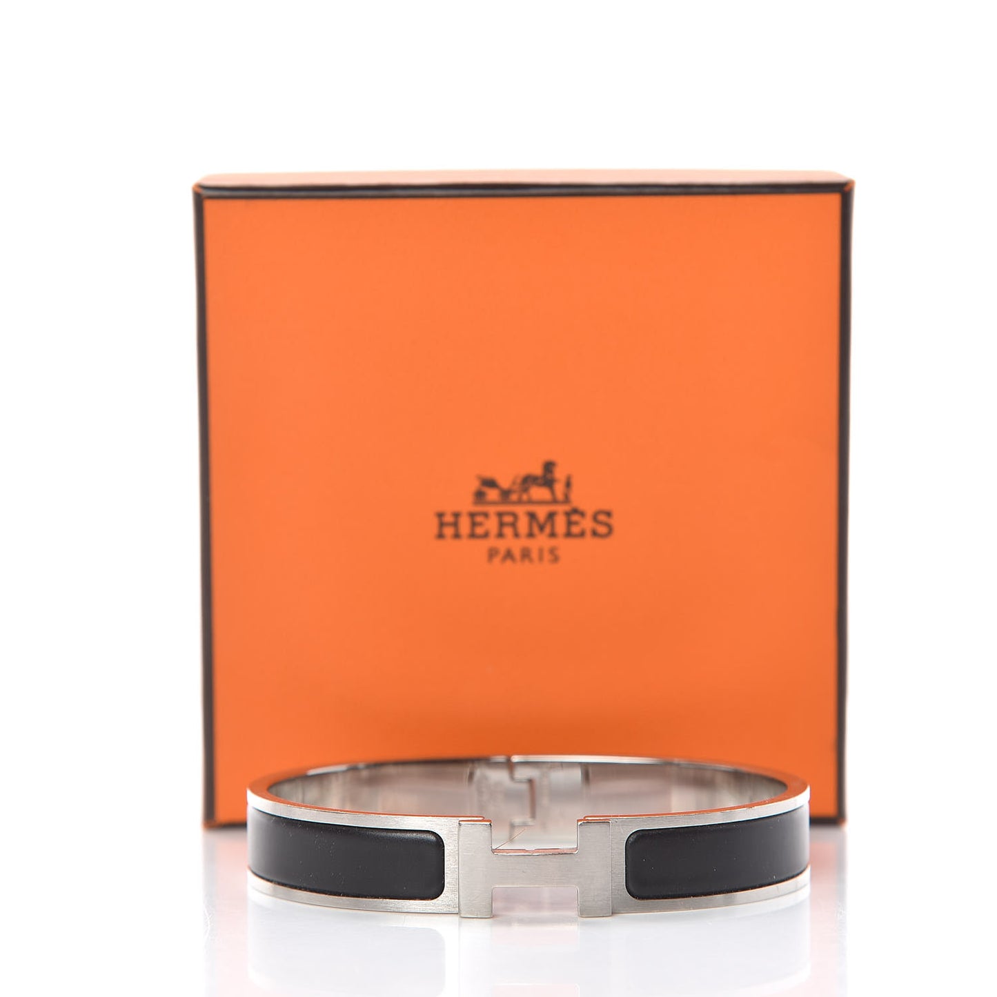 Matte Enamel Narrow Clic Clac HH Bracelet GM Black