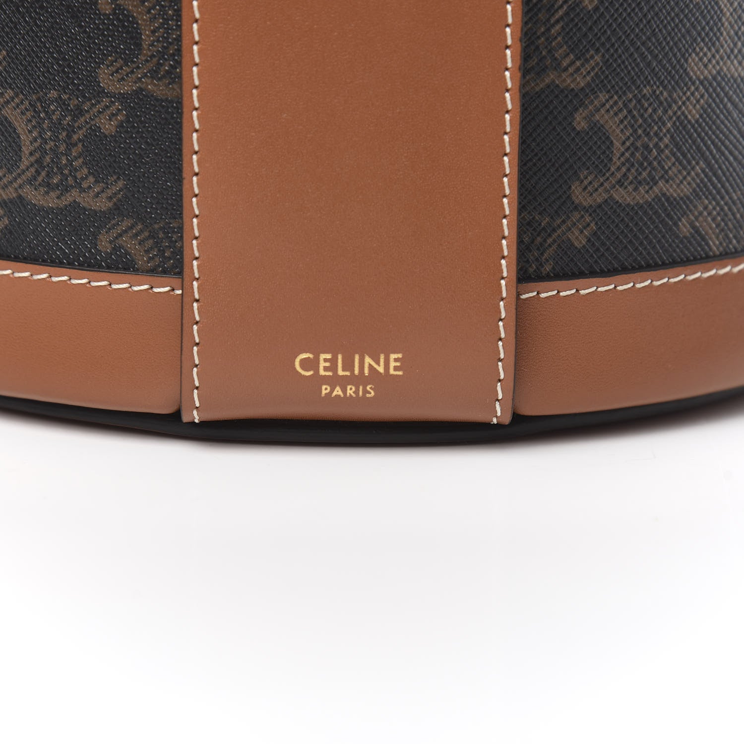 Celine Calfskin Triomphe Canvas Medium Tambour Bag Tan 6 of 10