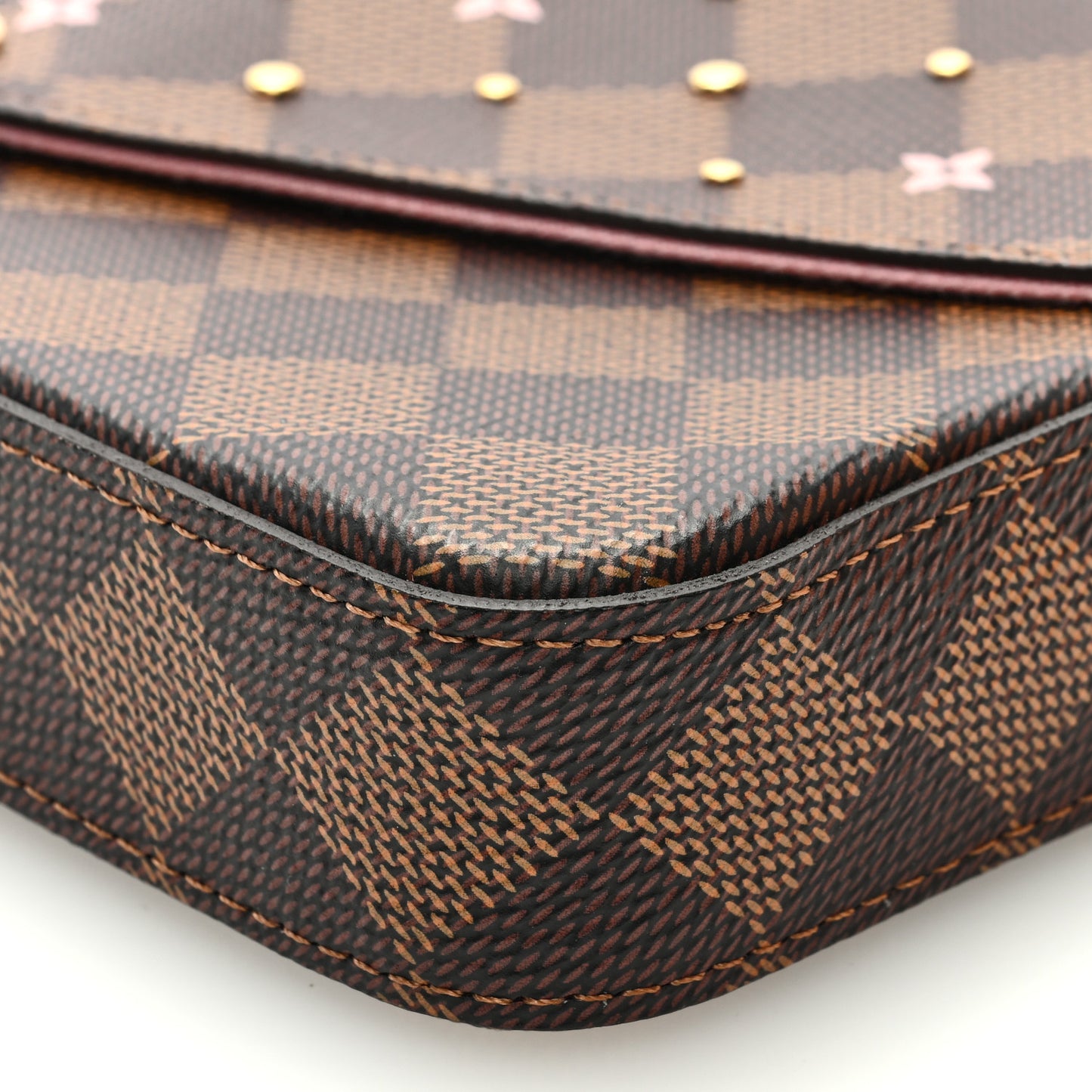 Damier Ebene Studded Pochette Felicie Chain Wallet