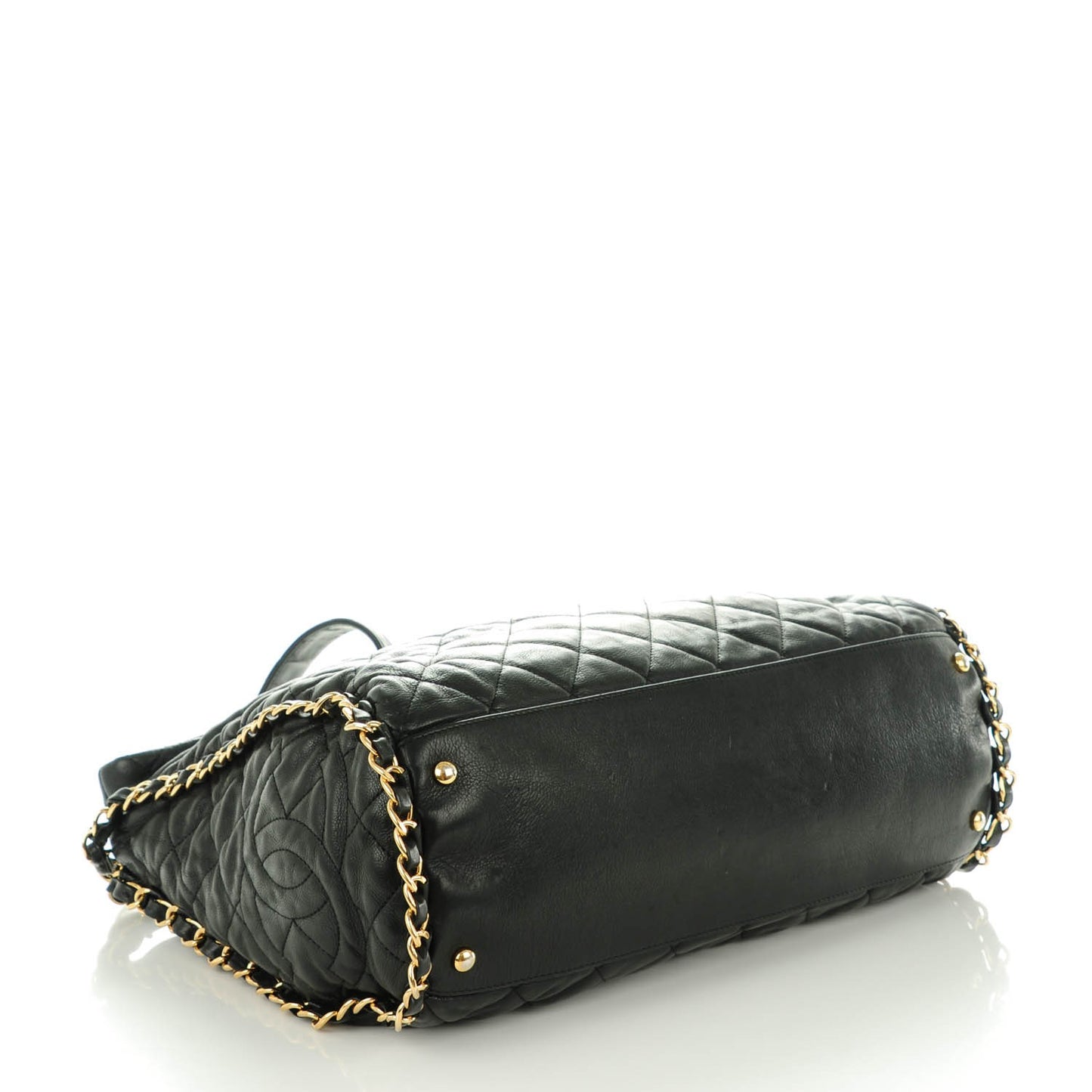 Calfskin Quilted Large Chain Me Hobo Black