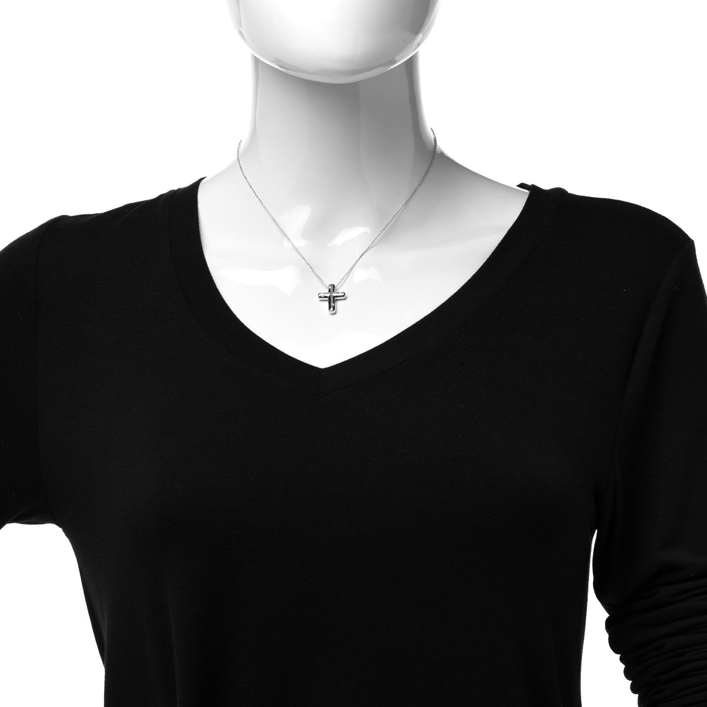 Platinum Diamond Etoile Cross Pendant Necklace