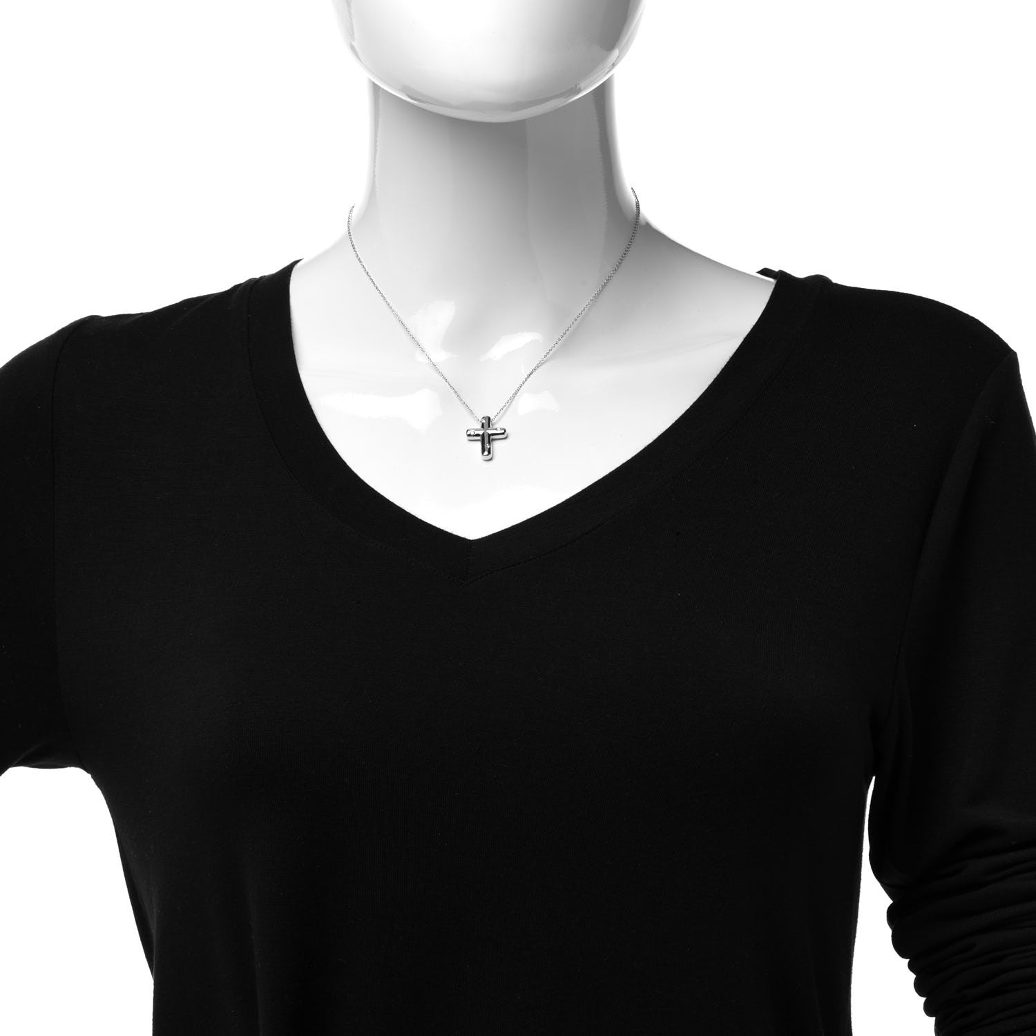 Tiffany Platinum Diamond Etoile Cross Pendant Necklace 2 of 6