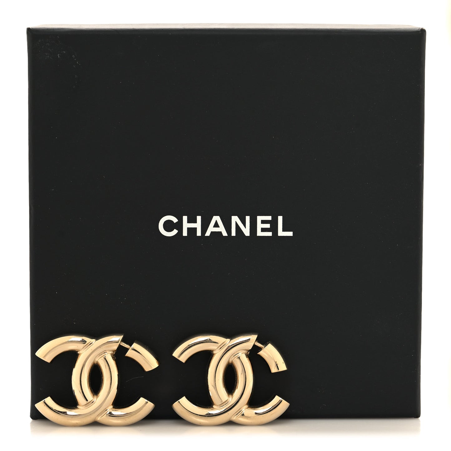 Metal Large CC Earrings Light Gold