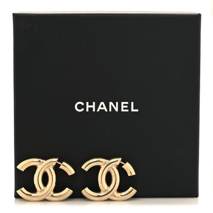 Chanel Metal Large CC Earrings Light Gold 5 of 5