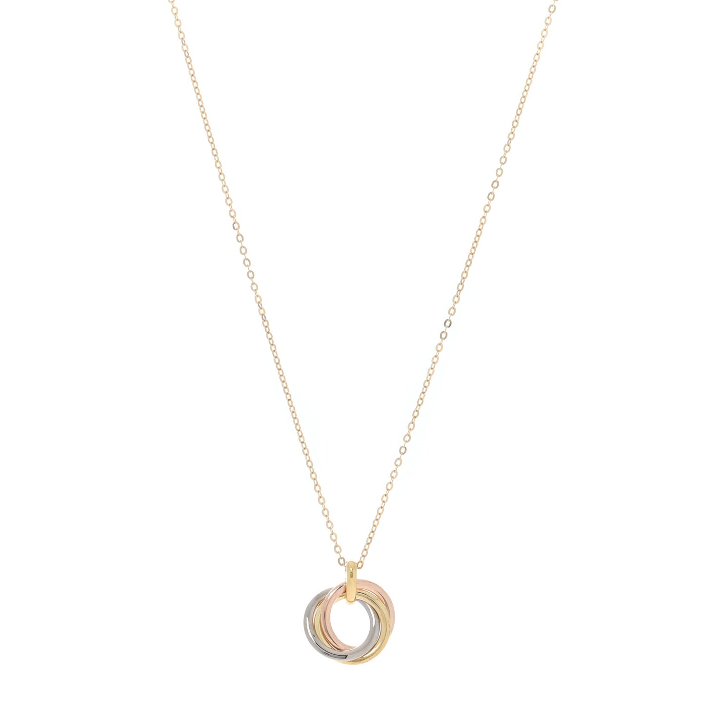 18K Pink Yellow White Gold Medium Trinity Pendant Necklace