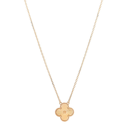 Van Cleef & Arpels 18K Yellow Gold Guilloche Vintage Alhambra Pendant Necklace 1 of 5