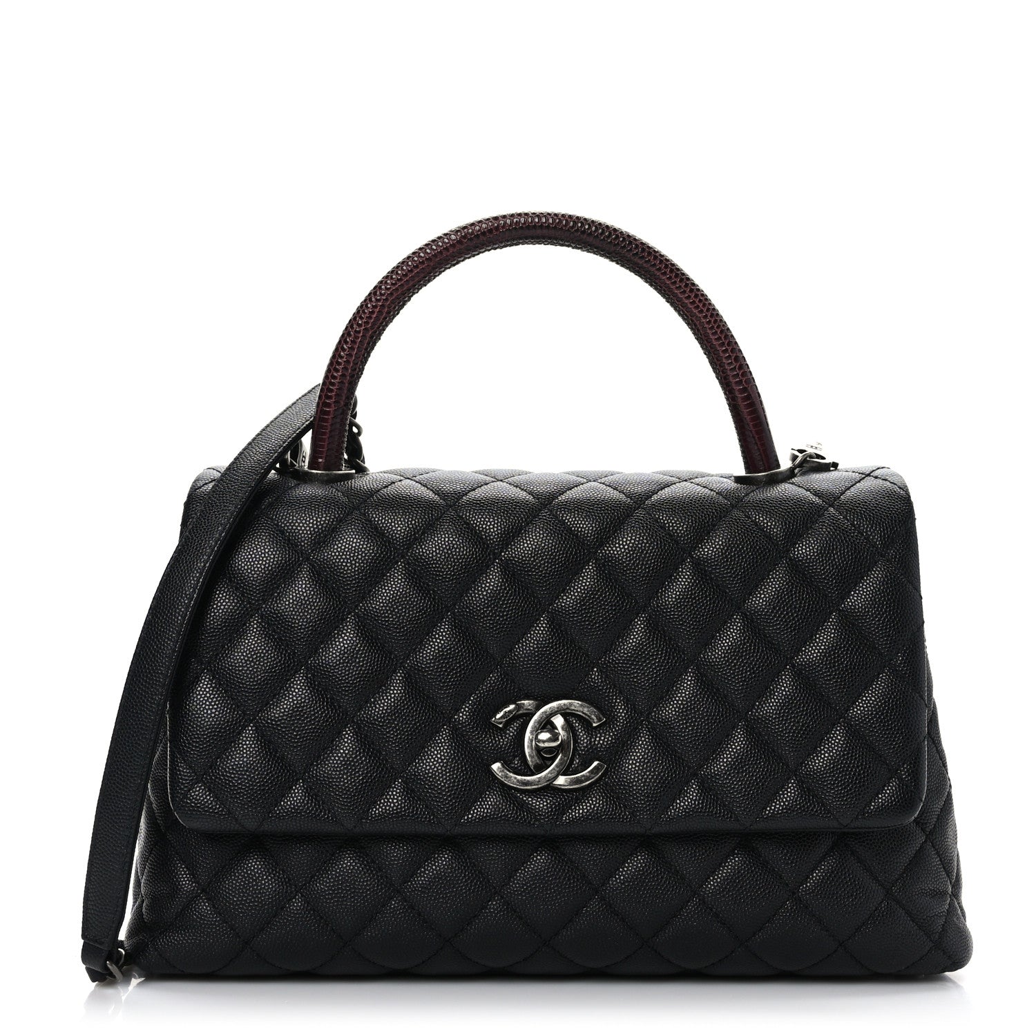 Chanel Caviar Lizard Embossed Quilted Small Coco Handle Flap Black 1 of 9