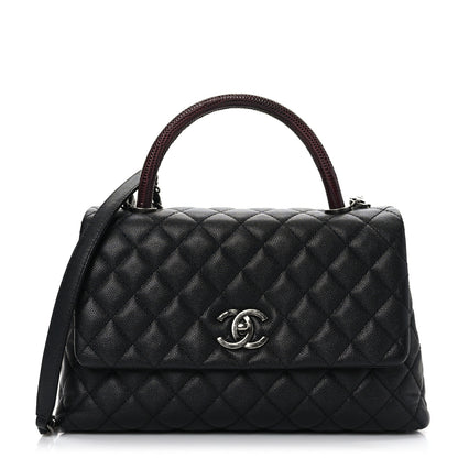 Chanel Caviar Lizard Embossed Quilted Small Coco Handle Flap Black 1 of 9