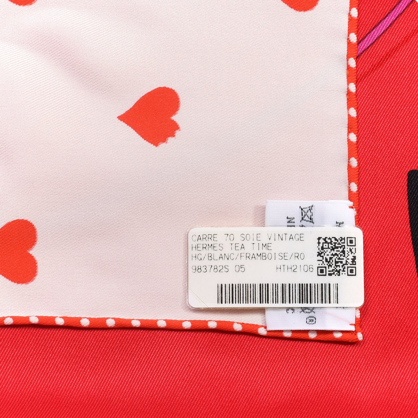 Silk Tea Time Scarf 70 White Framboise Rouge