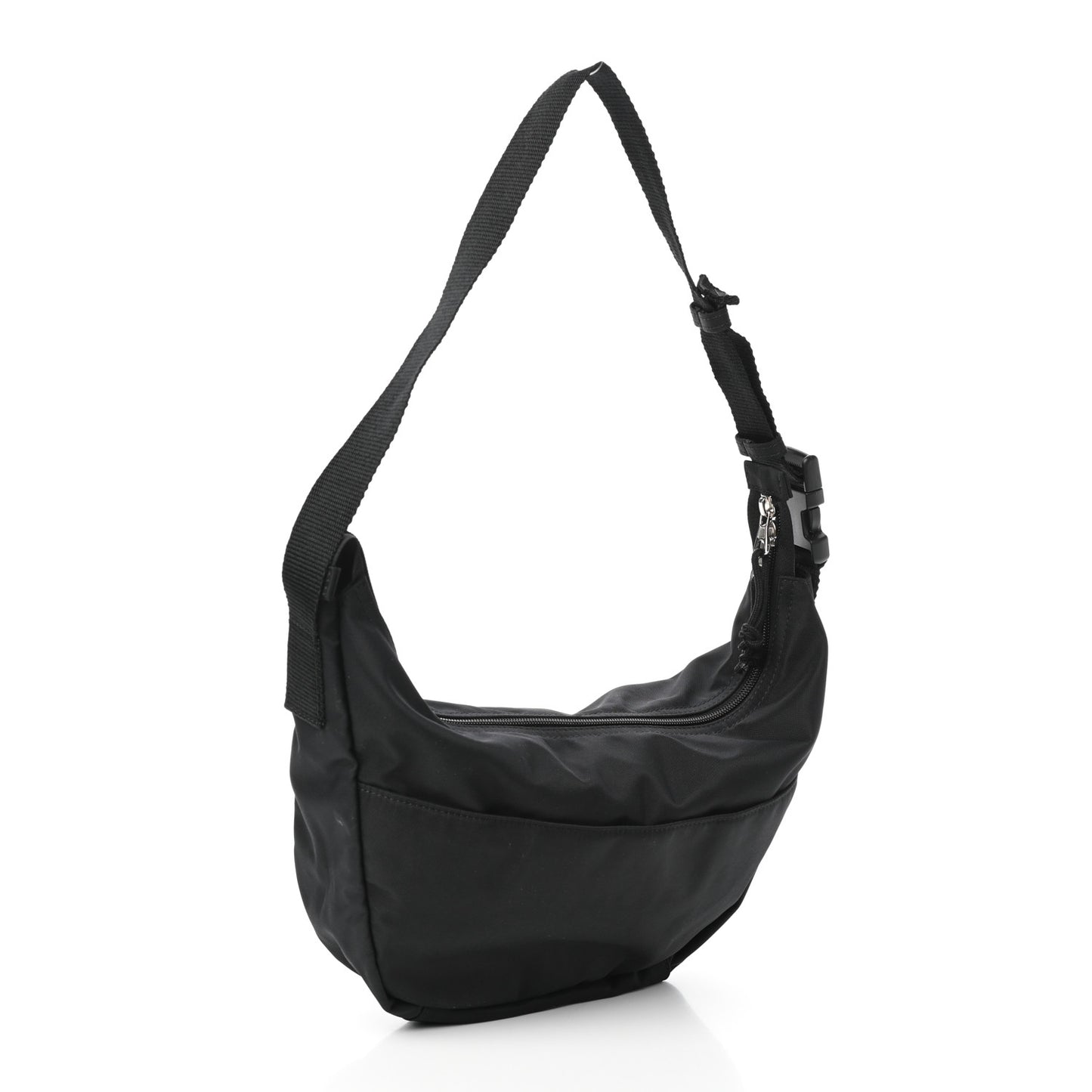 Recycled Sport Nylon Logo Embroidered Large Wheel Sling Bag Black White