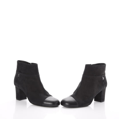 Chanel Suede CC Cap Toe Ankle Booties Boots 36 Black 6 of 11