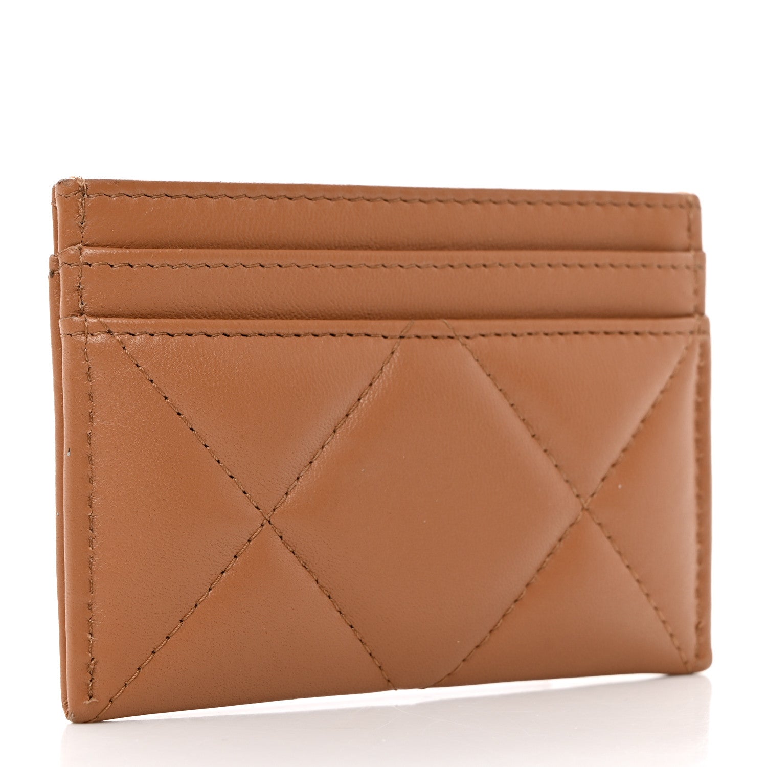 Chanel Lambskin Quilted Chanel 19 Card Holder Brown 3 of 11