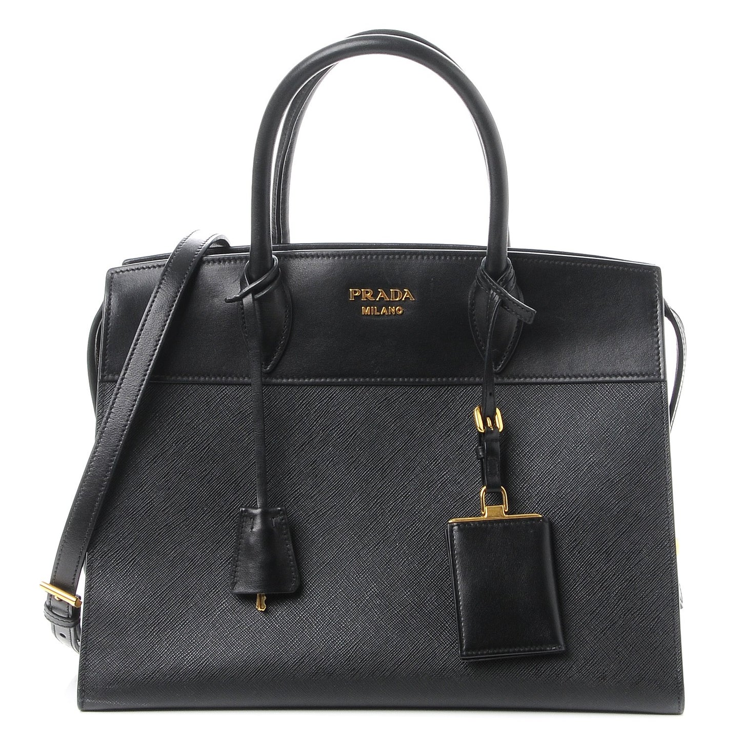 Saffiano City Calfskin Medium Esplanade Tote Black