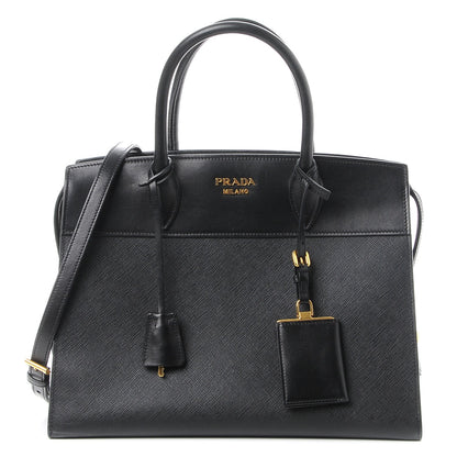 Prada Saffiano City Calfskin Medium Esplanade Tote Black 1 of 11