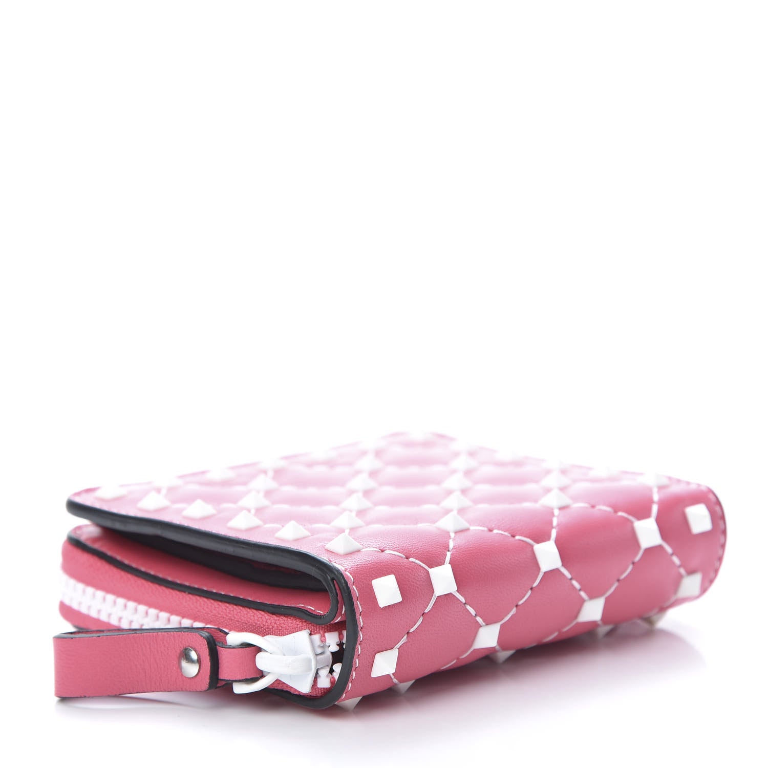 Valentino Garavani Lambskin Free Rockstud Spike Compact Zip Around Wallet Shadow Pink 4 of 9