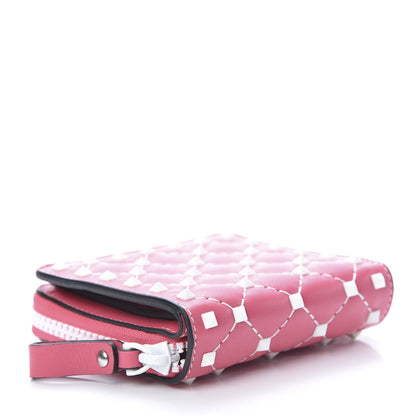 Valentino Garavani Lambskin Free Rockstud Spike Compact Zip Around Wallet Shadow Pink 4 of 9