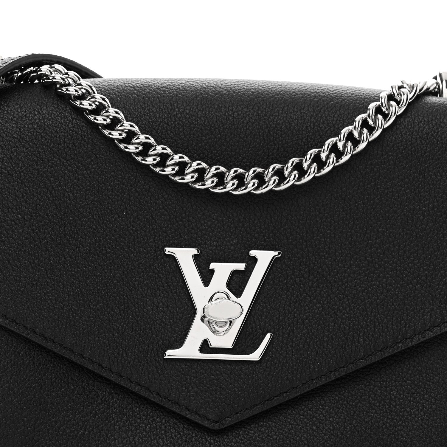 Louis Vuitton Soft Calfskin Mylockme Chain Bag BB Black 5 of 11